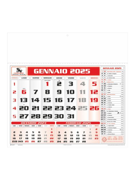 Calendario Americano trimestrale 12 fogli