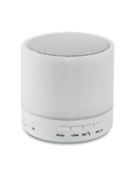 Speaker bluetooth 2.1 in ABS con luce led Ø6x6 cm