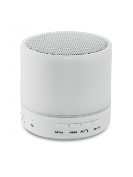Speaker portatile bluetooth 2.1 in ABS con luce led Ø6x6 cm