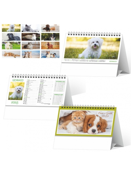 Calendari cani e gatti da tavolo trimestrali - 12 fogli
