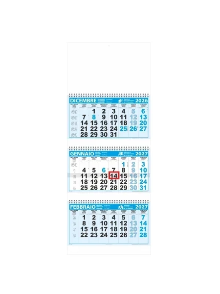 Calendario a spirale trittico con cursore 31 x 80 cm