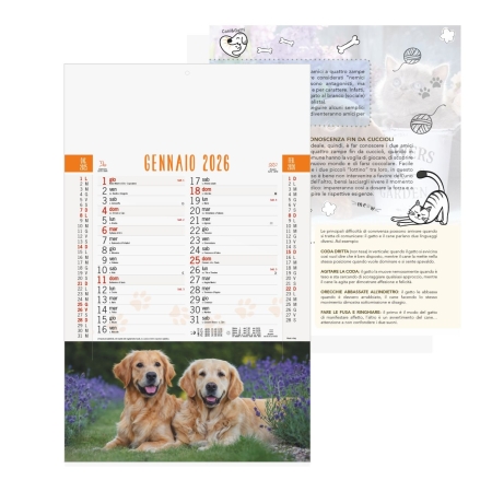 Calendario Cani e Gatti trimestrale 12 fogli