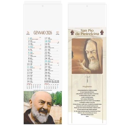 Calendario Padre Pio personalizzato formato silhouette 14 x 47 cm