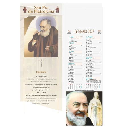 Calendario Padre Pio personalizzato formato silhouette 14 x 47 cm