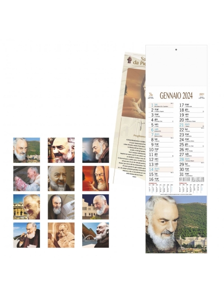 Calendario silhouette personalizzato Padre Pio 14 x 47 cm