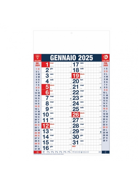 Calendari da parete personalizzabili olandesi quadrettati trimestrali - 12 fogli