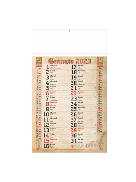 Calendario trimestrale olandese anticato - 12 fogli