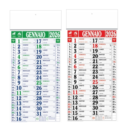 Calendario olandese maxi Quadrettato trimestrale - 12 fogli
