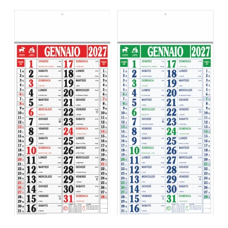 Calendario olandese maxi Quadrettato trimestrale - 12 fogli 33 x 70 cm