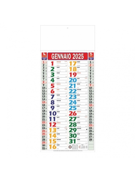 Calendario Olandese Multicolor Trimestrale 12 fogli