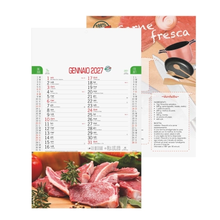 Calendario macelleria trimestrale - 12 fogli 28,8 x 47 cm