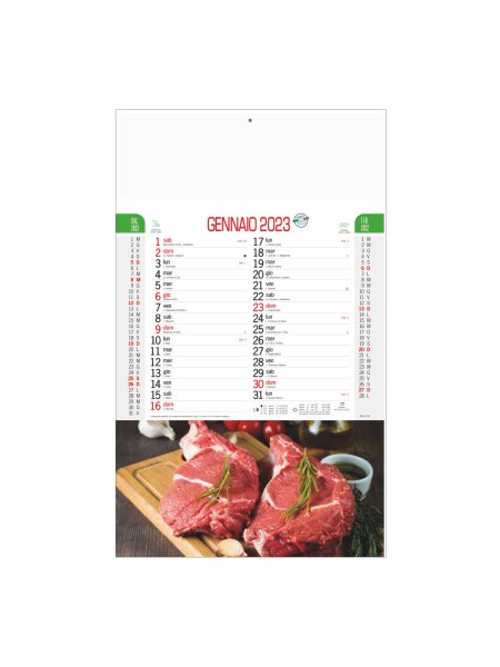 Calendario Carne trimestrale - 12 fogli