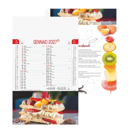 Calendario Dolci trimestrale 12 fogli personalizzabile 28,8 x 47 cm