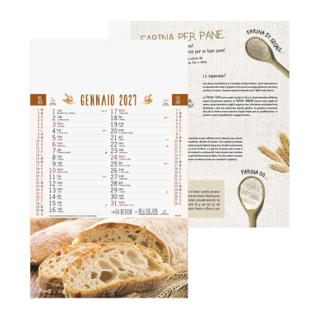 Calendario Trimestrale 12 fogli a tema Pane 28,8 x 47 cm