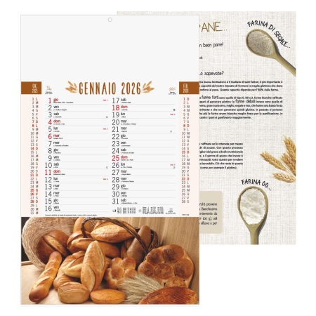 Calendario Trimestrale 12 fogli a tema Pane