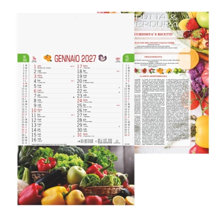 Calendario frutteria mensile Frutta e Ortaggi - 12 fogli 28,8 x 47 cm
