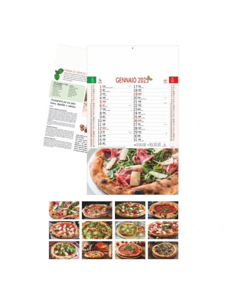 Calendario pizzeria personalizzato tema Pizza