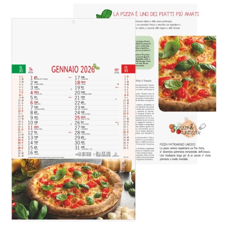 Calendario pizzeria personalizzato tema Pizza