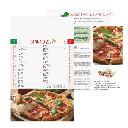 Calendario pizzeria personalizzato tema Pizza 28,8 x 47 cm