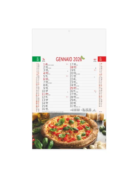 Calendario pizzeria personalizzato tema Pizza