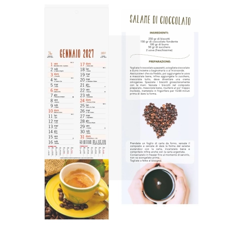 Calendario caffè trimestrale 12 fogli 14 x 47 cm