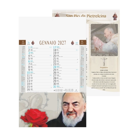Calendario personalizzato San Pio Trimestrale a 12 fogli 28,8 x 47 cm