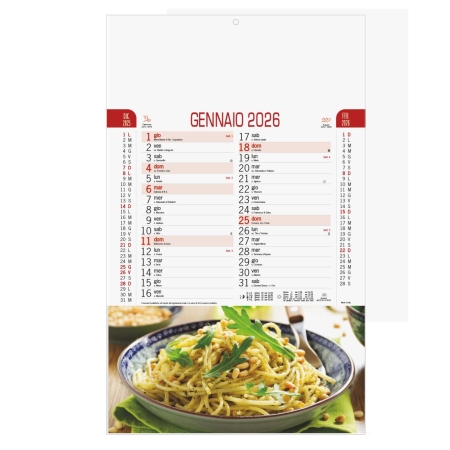 Calendari personalizzati in carta patinata a tema Gastronomia 28,8x47 cm