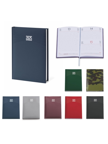 Agenda gadget aziendale, personalizzata, giornaliera, sabato e domenica abbinati, in matra, cm 15x21