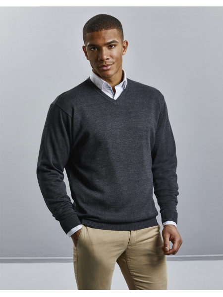 V-Neck Knitted Pullover Men- RUSSELL COLLECTION