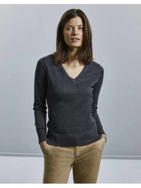 V-Neck Knitted Pullover Ladies - RUSSELL COLLECTION