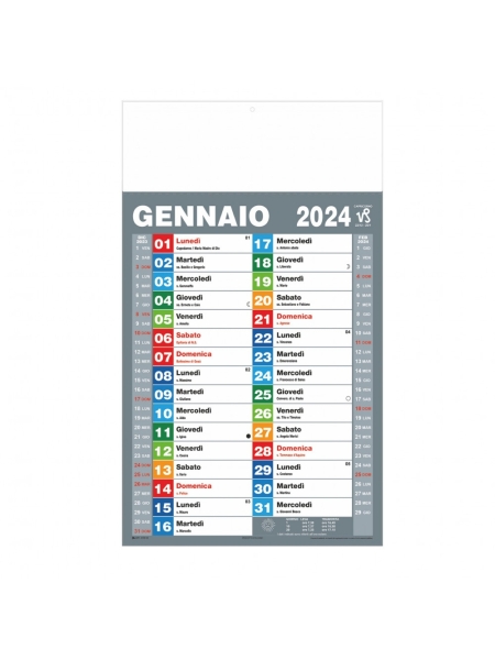 Calendario trimestrale olandese color personalizzato 31 x 53 cm