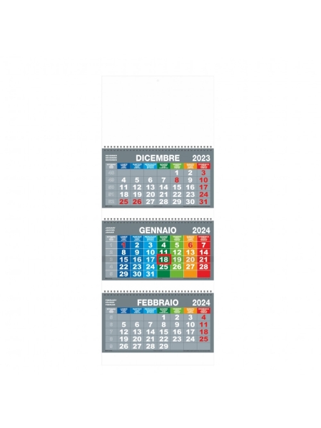 Calendari trimestrali promozionali con cursore da 12 fogli 31 x 80 cm