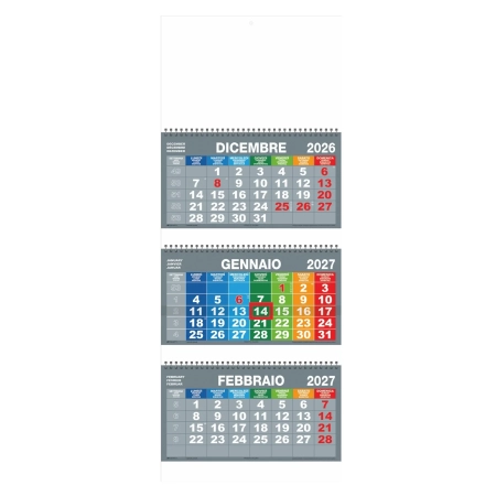 Calendari trimestrali promozionali con cursore da 12 fogli 31 x 80 cm