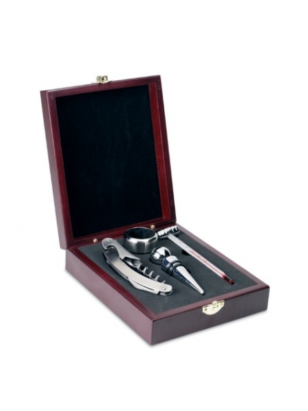 Set vino 4 pezzi in confezione di legno