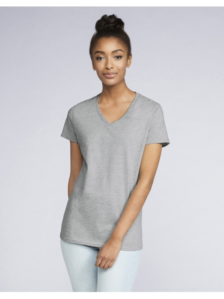 Premium Cotton Ladies V-Neck T-Shirt - GILDAN