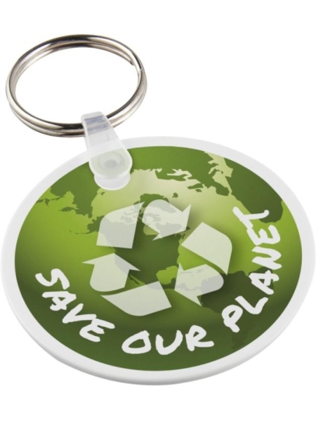 Portachiavi a forma di cerchio in plastica riciclata personalizzato Tait