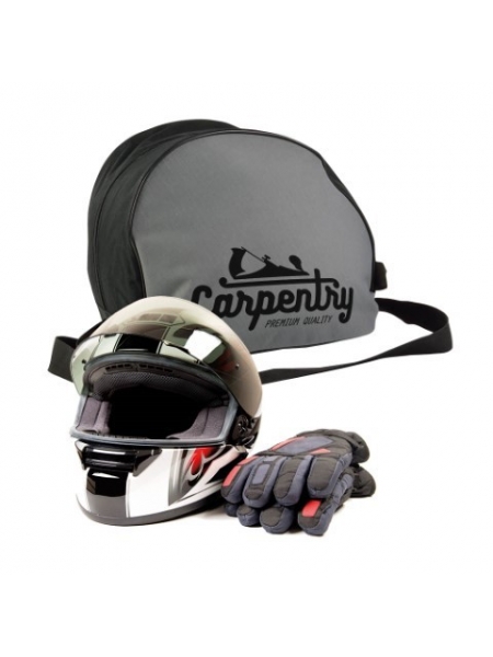 Casco Borsa porta casco per moto con tracolla e tasca porta guanti nero 38x28x20 cm 