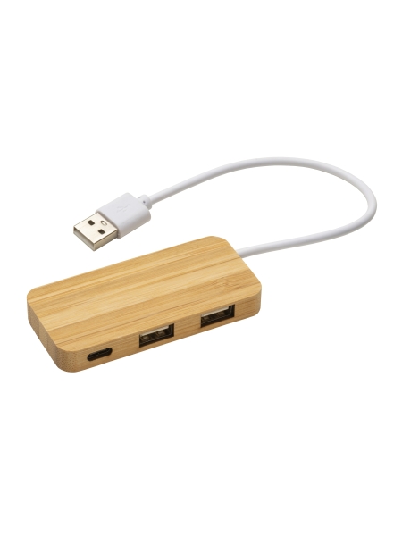 Hub Usb Bamboo con 2 porte USB e Cavo Integrato