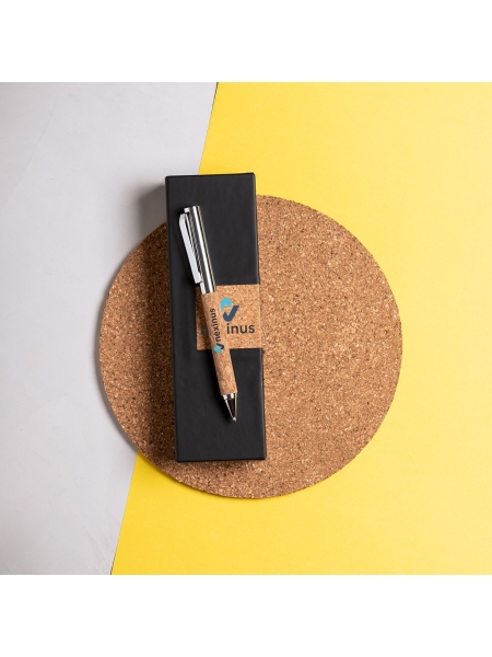 Penna con logo personalizzato in sughero e metallo Vamet