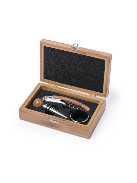 Set accessori vino con custodia in bamboo personalizzabili