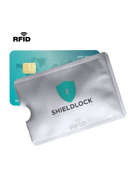 PORTA CARTE DI CREDITO PER TESSERE BANCOMAT SOLDI RIGIDO IN ALLUMINIO SCUDO  RFID