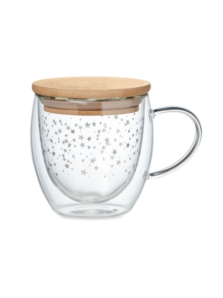 Tazza natalizia in vetro borosilicato personalizzata Sion 220 ml