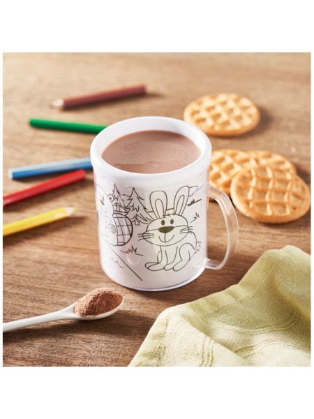 Tazza personalizzata da colorare in plastica da 280 ml