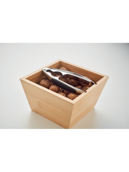 Schiaccianoci utensile in set con ciotola in bamboo