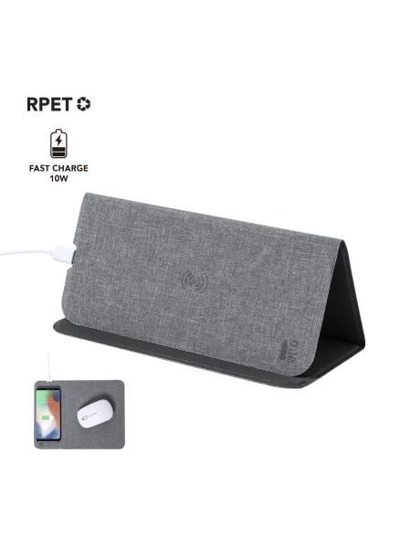 Tappetino mouse con caricabatteria wireless eco personalizzato Kimy