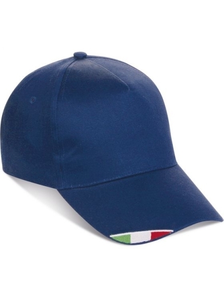 Cappellino tricolore ricamato su visiera personalizzabile 5 pannelli 100% cotone