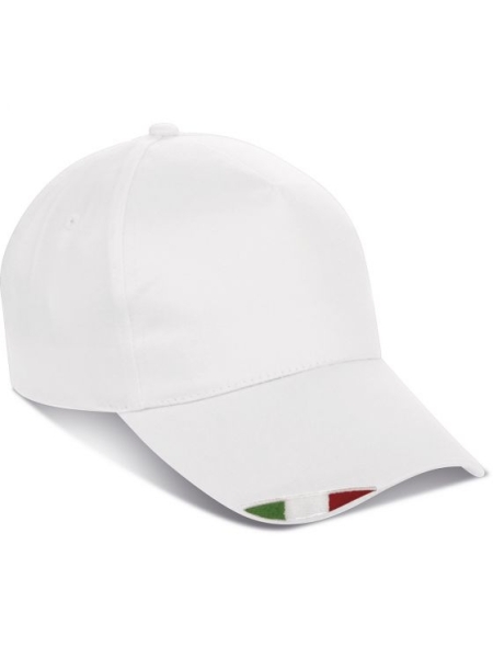 Cappellino tricolore ricamato su visiera personalizzabile 5 pannelli 100% cotone