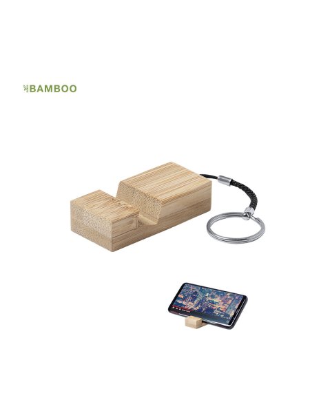 Portachiavi eco in bambbo con supporto per smartphone personalizzato Maros