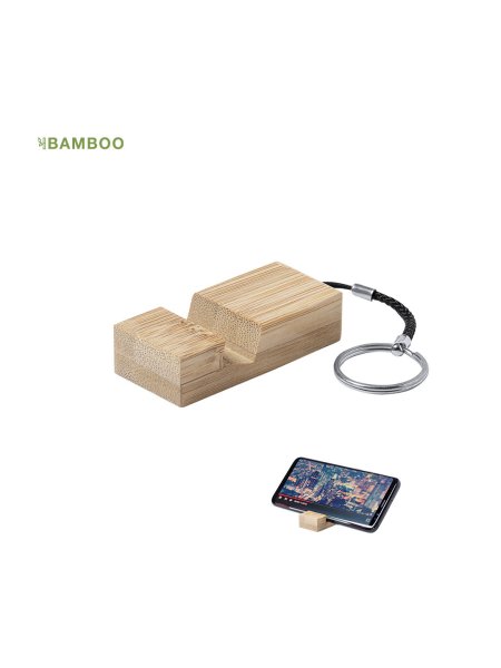 Portachiavi supporto smartphone in bamboo personalizzato Maros
