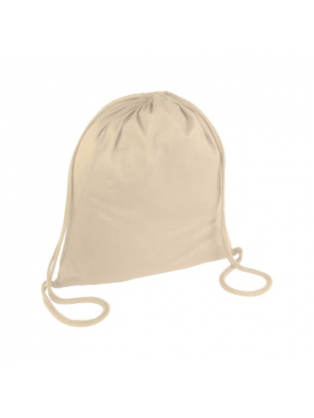 Zaino sacca Yaren Natural in cotone 95 gr - cm 38x42 con chiusura a strozzo